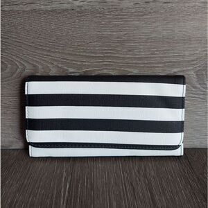 New KUT From The Cloth Black and White Striped Trifold Wallet